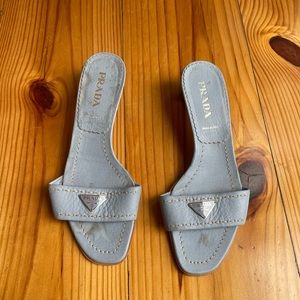 VINTAGE Prada Milano Baby Blue Leather Heel